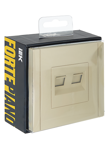 IEK FORTE&PIANO Розетка двойная RJ11+RJ45 кат.5E FP435 ваниль , FP-KT20-O-1-K10