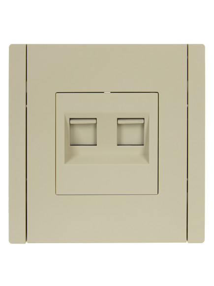IEK FORTE&PIANO Розетка двойная RJ11+RJ45 кат.5E FP435 ваниль , FP-KT20-O-1-K10