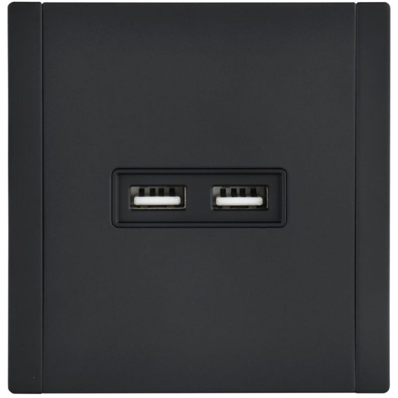 IEK FORTE&PIANO Розетка USB A+A 3,1А FP149M металл черный IEK, FP-U21-D31-M-K02