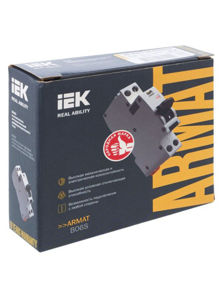 IEK ARMAT Автоматический выключатель дифференциального тока B06S 1P+NP C32 30мА тип AC (18мм) IEK, AR-B06S-1N-C32C030
