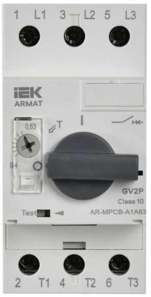 IEK ARMAT Автоматический выключатель защиты двигателя A1 GV2P 0,4-0,63А IEK, AR-MPCB-A1A63