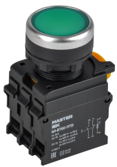 Кнопка с подсветкой и фиксацией d=22мм 1NO+1NC зелёная MASTER IEK, MI-BT60-11TD-3-11-K06 Кнопка с подсветкой и фиксацией d=22мм 1NO+1NC зелёная MASTER IEK, MI-BT60-11TD-3-11-K06