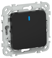 FLITE Выключатель 1-клавишный проходной с индикацией 10А ВС61-1-1-ФлЧ черный IEK, FI-V12-1-10-1-K02