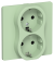 IEK FLITE Розетка 2-местная с заземлением без защитных шторок безвинтовое крепление 16А РС12-1-К-ФлФ фисташковый IEK, FI-R21C-16-1-K93