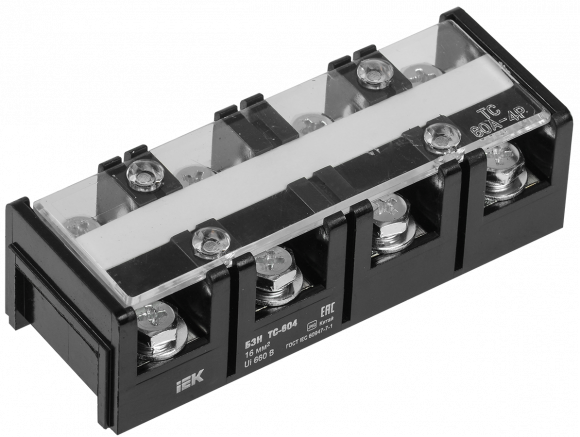 IEK Блок зажимов наборный БЗН ТС-604 16 мм2 60A 4 пары IEK, YZN42-04-016-K02
