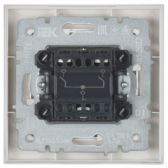 IEK BRITE Выключатель 2-клавишный 10А в сборе ВСР10-2-0-БрБ белый IEK, BR-V20-0-10-K01-F