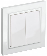 BRITE Выключатель 2-клавишный 10А в сборе ВСР10-2-0-БрБ белый , BR-V20-0-10-K01-F