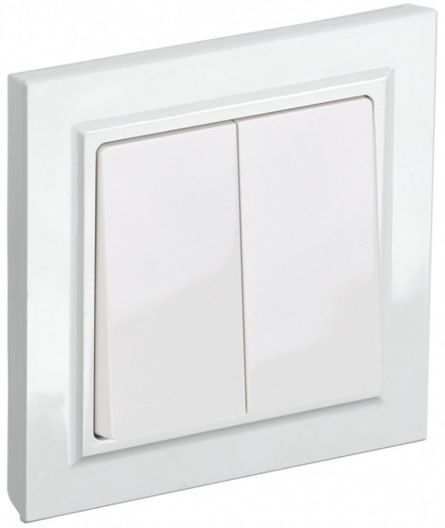 IEK BRITE Выключатель 2-клавишный 10А в сборе ВСР10-2-0-БрБ белый IEK, BR-V20-0-10-K01-F