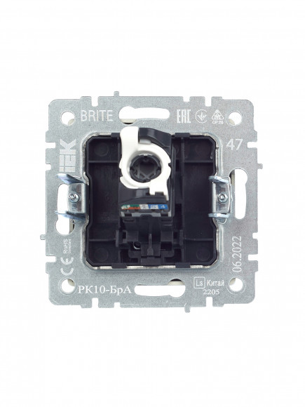 IEK BRITE Розетка компьютерная RJ45 кат.5E РК10-БрА алюминий , BR-K10-1-K47