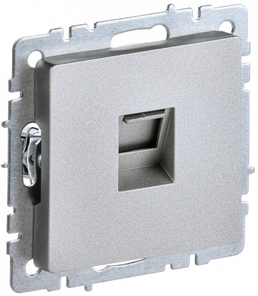 IEK BRITE Розетка компьютерная RJ45 кат.5E РК10-БрА алюминий IEK, BR-K10-1-K47