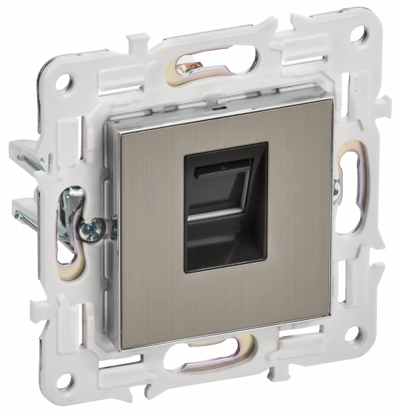 IEK SKANDY Розетка компьютерная RJ45 кат.6 SK-K02N металл никель , SK-K10-2-K50