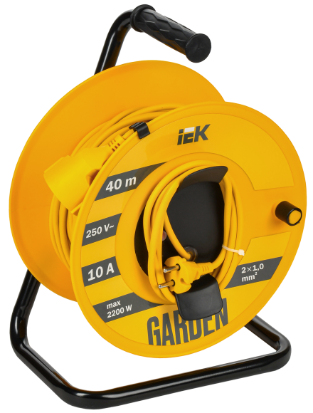 IEK GARDEN Катушка УК40 1 место без заземления с термозащитой 2х1,0мм2 40м IEK