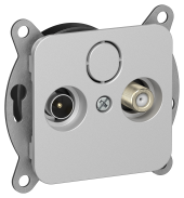 FLITE Розетка 2-местная TV+SAT экранированная проходная РТВс-2-1-2-ФлА алюминий IEK, FI-AF23-P-K47