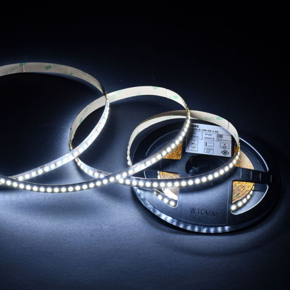IEK Лента светодиодная 5м SMD2835 168LED/м 14Вт/м IP20 ширина 10мм 24В холодный белый IEK, LSR6-2-168-20-1-05