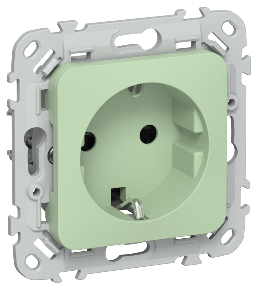 IEK FLITE Розетка с заземлением с защитными шторками безвинтовое крепление 16А РСш11-1-ФлФ фисташковый IEK, FI-R14-16-1-K93
