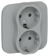 FLITE Розетка 2-местная с заземлением с защитными шторками безвинтовое крепление 16А РСш12-1-А-ФлС серый IEK, FI-R24A-16-1-K03