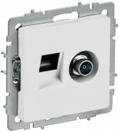 BRITE Розетка двойная TV+RJ45 кат.5E РТВ/РК12-БрАБ арктический белый , BR-AK20-1-K91
