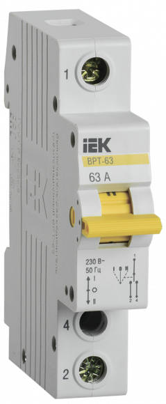 IEK Выключатель-разъединитель трехпозиционный ВРТ-63 1P 63А IEK, MPR10-1-063