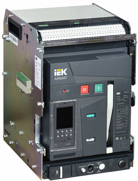 IEK ARMAT AR-A2S TD06 3P W HR/VR Выключатель автоматический воздушный 85кА расцепитель TD 630А 3P выдвижной с аксессуарами ~220-240В: реле отключения, реле включения, моторный привод IEK, AR-ACB-3VB-085-0630A-TDCF