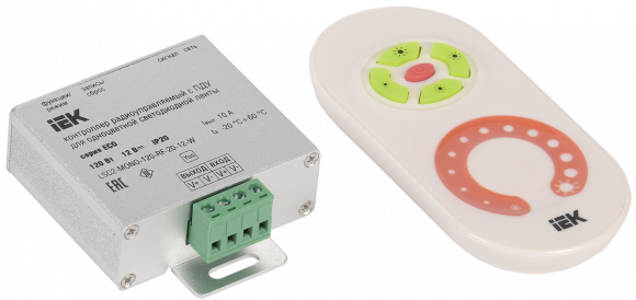 IEK Контроллер с ПДУ радио MONO 1 канал 12В 10А 120Вт белый IEK, LSC1-MONO-120-RF-20-12-W