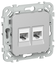 FLITE Розетка 2-местная компьютерная RJ45 категория 5Е UTP РК5е-2-0-ФлА алюминий IEK, FI-K22-1-K47