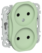 FLITE Розетка 2-местная без заземления без защитных шторок безвинтовое крепление 10А РС02-1-ФлФ фисташковый IEK, FI-R20-10-1-K93