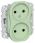 IEK FLITE Розетка 2-местная без заземления без защитных шторок безвинтовое крепление 10А РС02-1-ФлФ фисташковый IEK, FI-R20-10-1-K93