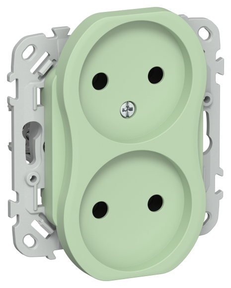 IEK FLITE Розетка 2-местная без заземления без защитных шторок безвинтовое крепление 10А РС02-1-ФлФ фисташковый IEK, FI-R20-10-1-K93