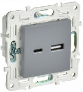 SKANDY Розетка USB A+C 3,1А SK-R14Gr серый , SK-U22-D31-K03