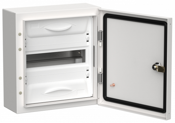 IEK TITAN 5 Корпус металлический ЩРн-12 (1х12) 335х310х140мм IP54 белый (одна дверь) IEK, TI5-50-N-012-54